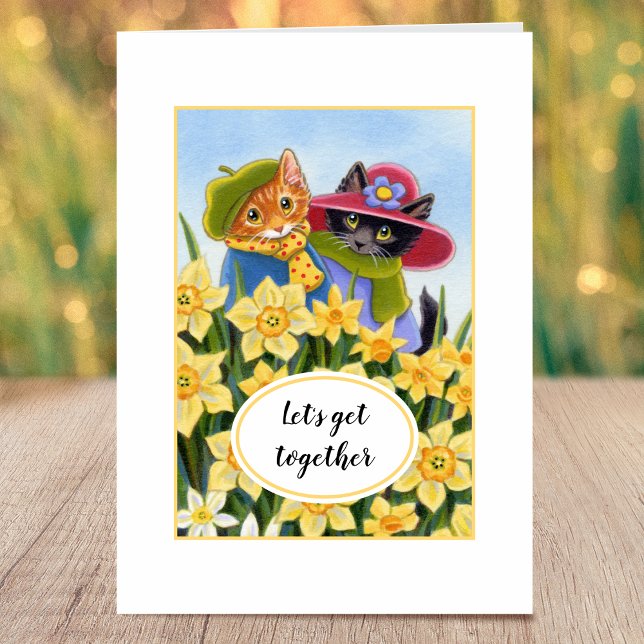 "Let's get together" Personalized Kitty Cat Card (Creator Uploaded)