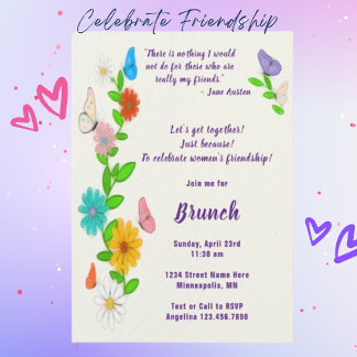 Let's Get Together To Celebrate Women's Friendship Invitation