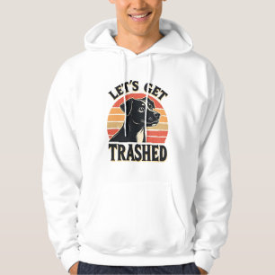 Lets Get Trashed Vintage Dog Graphic Retro Sunset  Hoodie