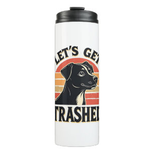 Lets Get Trashed Vintage Dog Graphic Retro Sunset  Thermal Tumbler