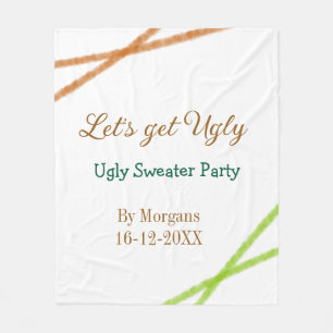 Let's get ugly Christmas ugly sweater Partyorange Fleece Blanket