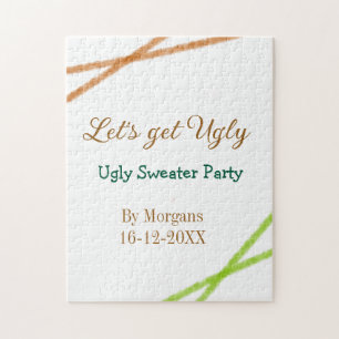 Let's get ugly Christmas ugly sweater Partyorange  Jigsaw Puzzle
