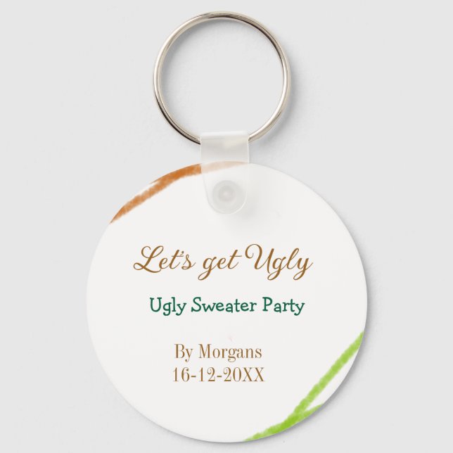Let's get ugly Christmas ugly sweater Partyorange  Keychain (Front)