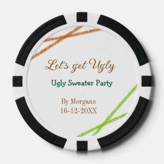 Let's get ugly Christmas ugly sweater Partyorange Poker Chips