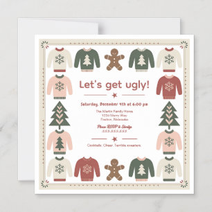 Let's Get Ugly Sweater Holiday Party Magnetic Invitation