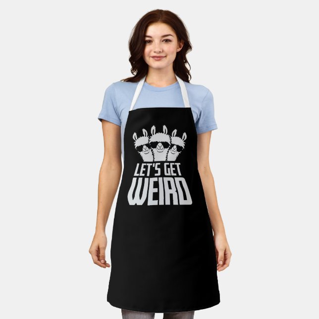 Let's Get Weird 3 Llama Team Friends Sunglasses Apron (Worn)