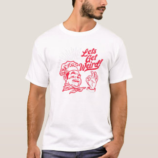 Let's Get Weird! Funny Vintage Pizza Box Man Festi T-Shirt