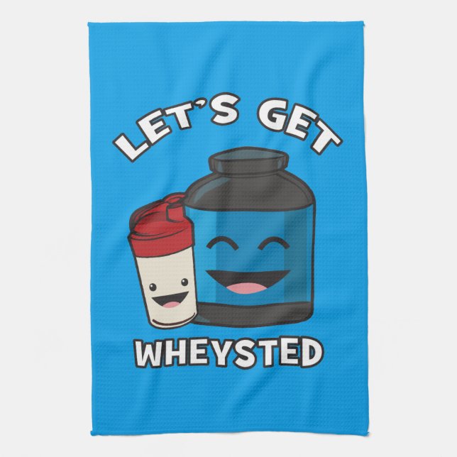 Let's Get Wheysted - Funny Bodybuilding Workout Kitchen Towel (Vertical)