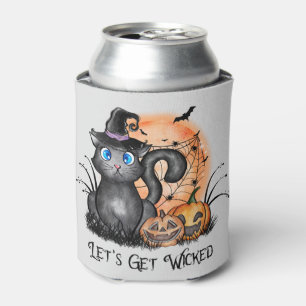 Let's Get Wicked Black Witch Cat Can Cooler