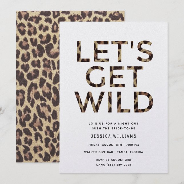 Let's Get Wild Animal Print Bachelorette Party Invitation (Front/Back)
