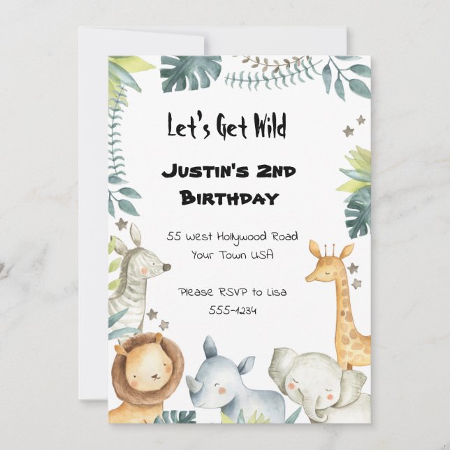 Let's get wild! Birthday Invitation (Front)