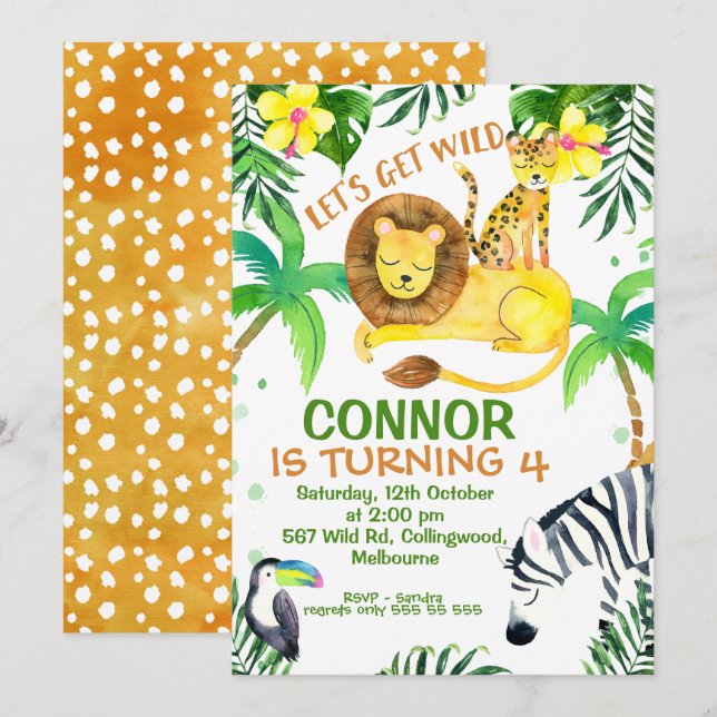 Lets Get Wild Birthday Invitation (Front/Back)