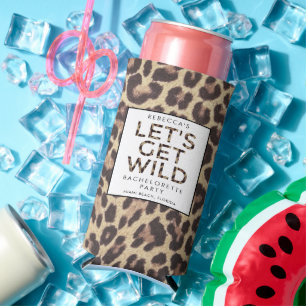 Let's Get Wild Cheetah Bachelorette Party Seltzer Can Cooler