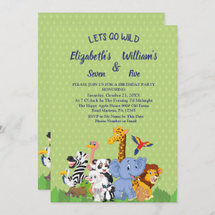 Lets Get Wild  double Joint Birthday Invitation