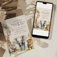 Lets Get Wild Joint Animal Birthday Invitation