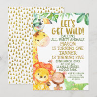 Let's Get Wild Joint Gold Safari Animals Birthday