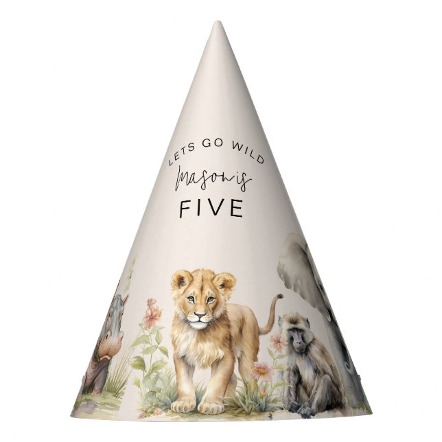 Lets Get Wild | Kids Birthday Party Hat (Front)