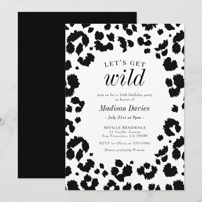 Let's Get Wild Leopard Print Birthday Invitation (Front/Back)