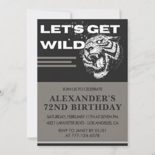Let's Get Wild Men 72nd birthday invitations 