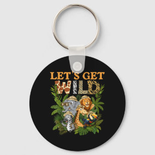 Lets Get Wild Zoo Animal Wildlife Safari Birthday Keychain