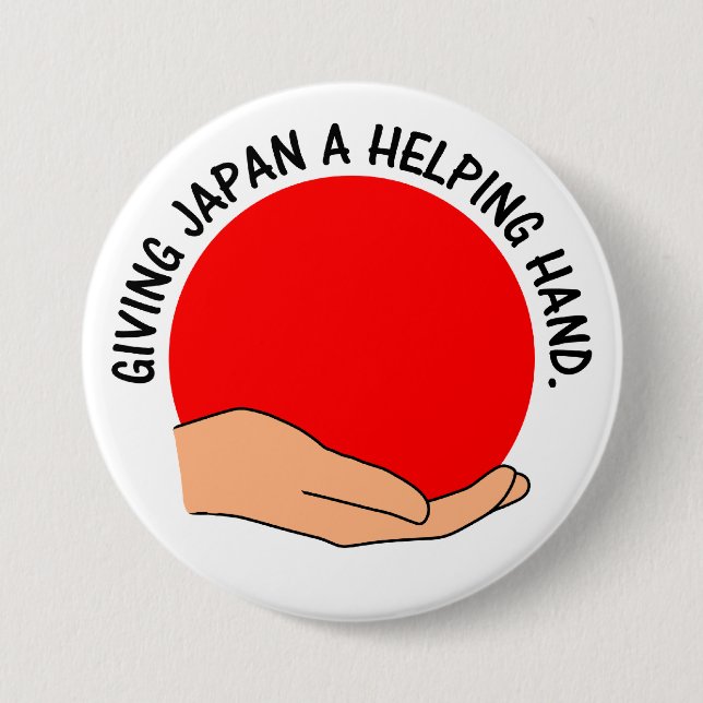 Let's Give Japan a Helping Hand 3 Inch Round Button (Front)