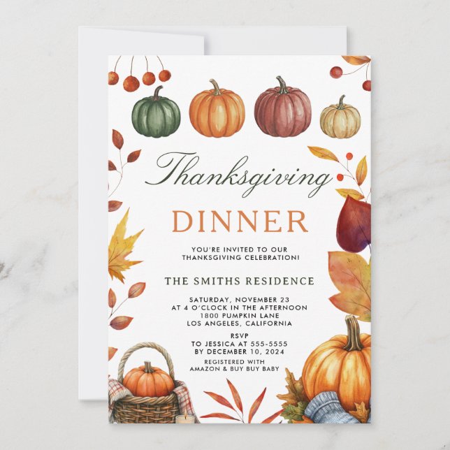 Let's Give Thanks Invite | Pumpkin Thanksgiving (Front)