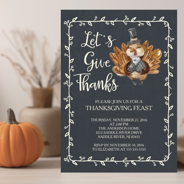 Let's Give Thanks Turkey Thanksgiving Dinner Invitation (Creator Uploaded)