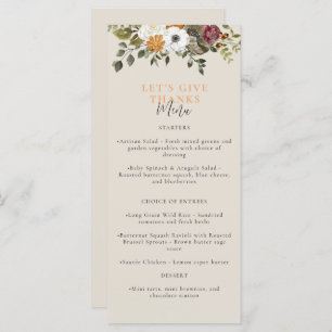 Let's Give Thanks Watercolor Thanksgiving Ivory Menu