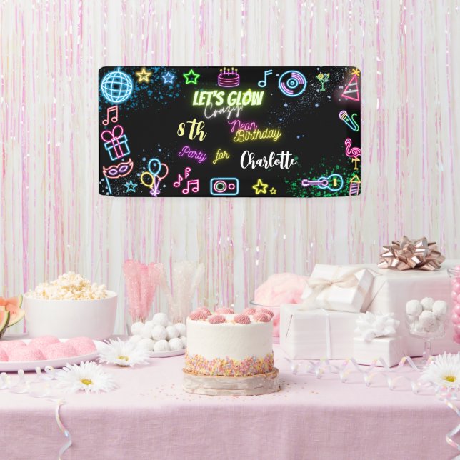 Let's glow crazy neon birthday banner (Party)