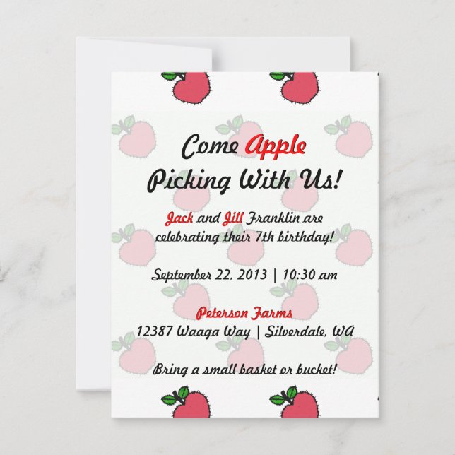 Let's Go Apple Picking! Invitation (Front)