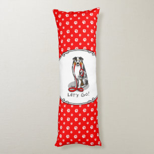 Let's Go! Australian Shepherd (blue merle tan/w 1) Body Pillow