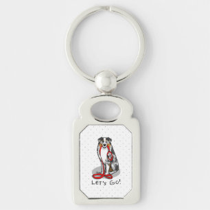 Let's Go! Australian Shepherd (blue merle tan/w 1) Keychain
