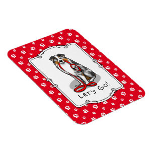Let's Go! Australian Shepherd (blue merle tan/w 1) Magnet