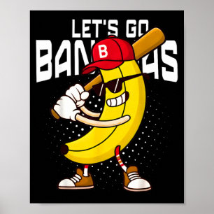 Lets Go Banana Retro Banana Shirt Boys Kids Men Poster