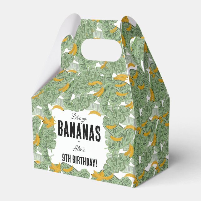 Let's go Bananas Banana Tropical Birthday Theme Favor Box (Front Side)