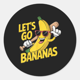 Lets Go Bananas Funny Banana Lover Classic Round Sticker