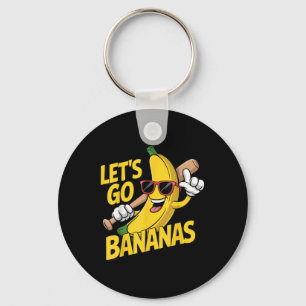 Lets Go Bananas Funny Banana Lover Keychain