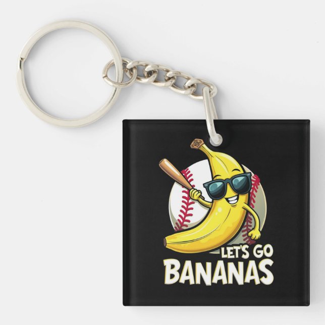 Let's Go Bananas Funny Banana Lover Keychain (Front)