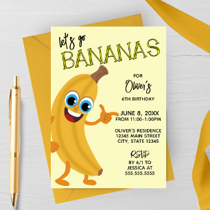 Let's Go Bananas Kids Birthday Invitation