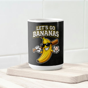 Lets Go Bananas Retro Baseball Banana Funny Coffee Mug