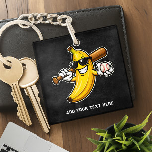 Lets Go Bananas Retro Baseball Banana Funny Keychain
