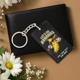 Lets Go Bananas Retro Baseball Banana Funny Keychain