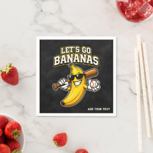 Lets Go Bananas Retro Baseball Banana Funny Napkin
