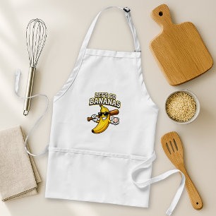 Lets Go Bananas Retro Baseball Banana Funny Standard Apron