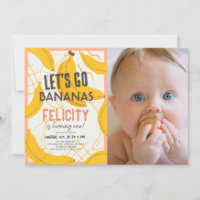 Let's Go Bananas Yellow & Pink 1st Birthday Photo