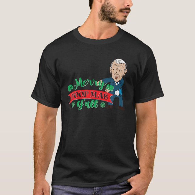 Let's Go Biden Funny Poopy Joe Poopmas Christmas P T-Shirt (Front)
