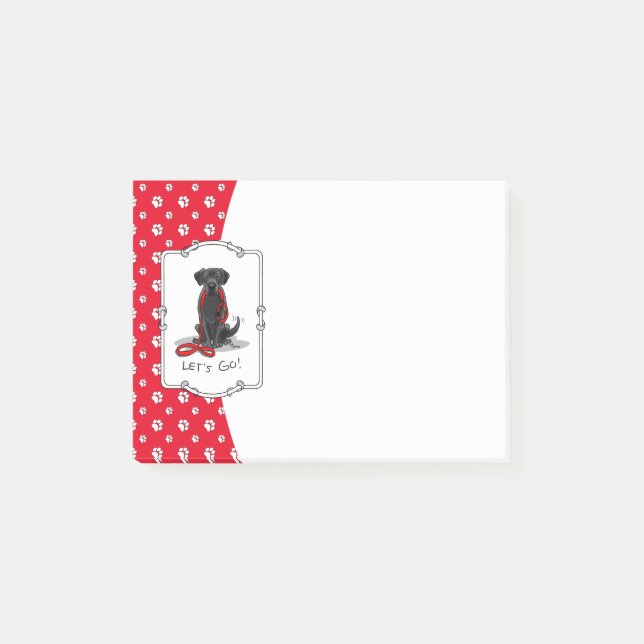 Let's Go! Black Lab Labrador Retriever Cute Post-it Notes (Front)