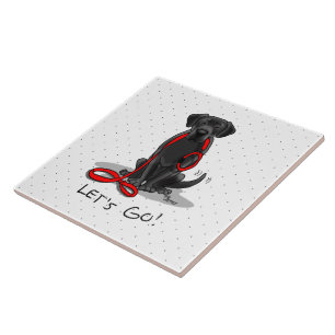 Let's Go! Black Lab Labrador Retriever Cute Tile