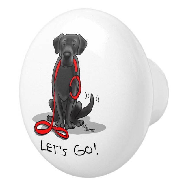 Let's Go! Black Labrador Retriever - Cute Dog Ceramic Knob (Right)
