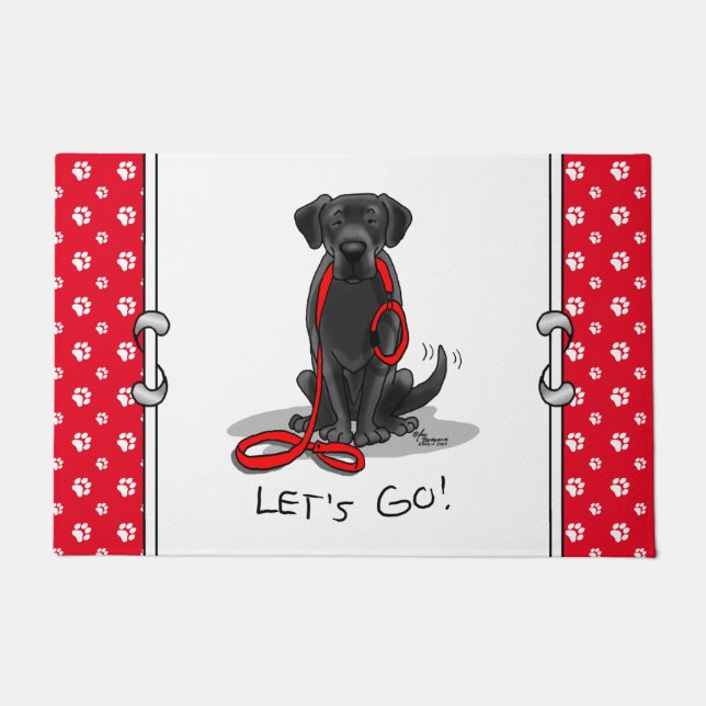 Let's Go! Black Labrador Retriever - Cute Dog Doormat (Front)